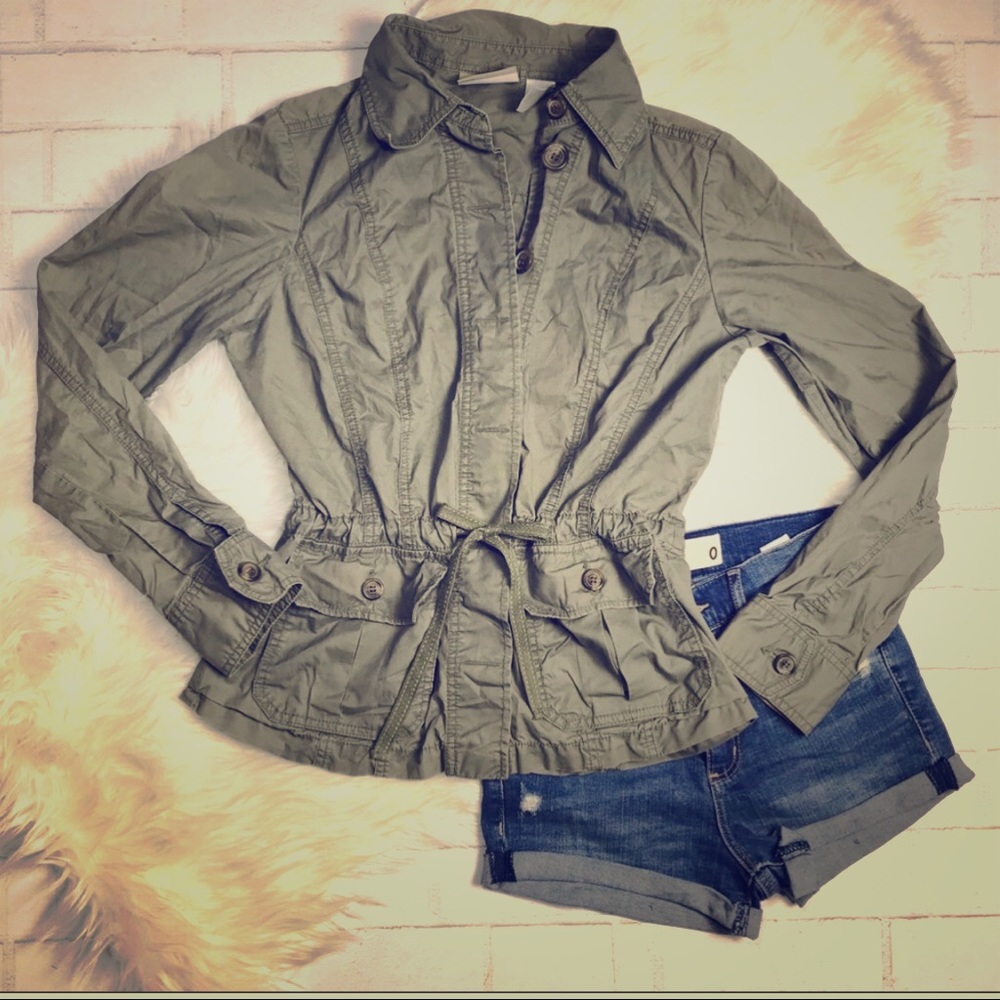 Liz Claiborne Olive-Green Cinch Waisted Jacket
